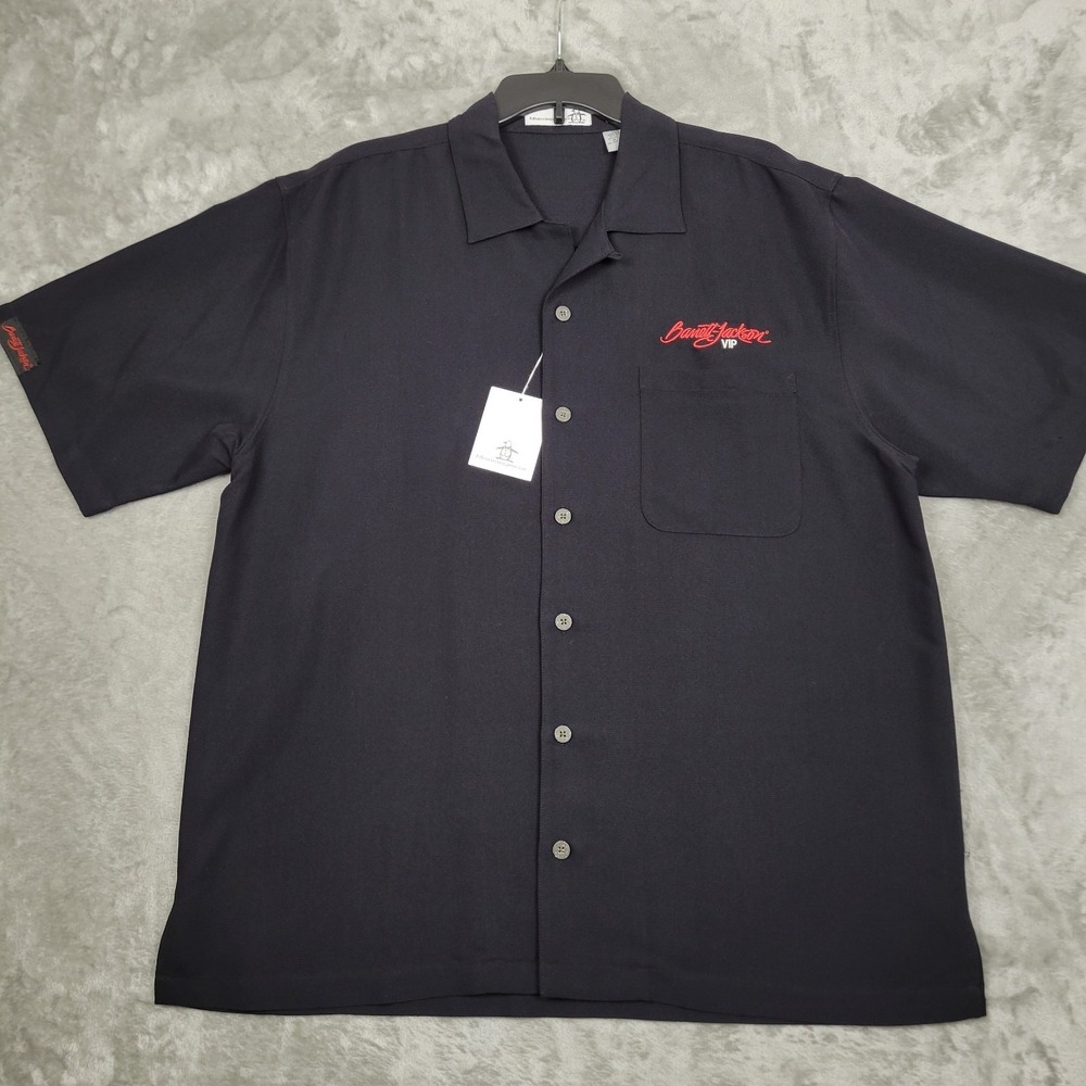 MunsingWear Barrett-Jackson VIP Men's L Black Short Sleeve Button Up Shirt (NWT)
